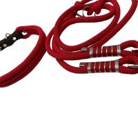Leine Halsband Set verstellbar, rot, silber, braun, Edelstahl, Wunschlänge Bild 2