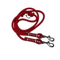 Leine Halsband Set verstellbar, rot, silber, braun, Edelstahl, Wunschlänge Bild 3