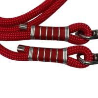 Leine Halsband Set verstellbar, rot, silber, braun, Edelstahl, Wunschlänge Bild 4
