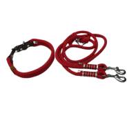 Leine Halsband Set verstellbar, rot, silber, braun, Edelstahl, Wunschlänge Bild 8