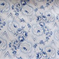Landhaus Vintage alter Baumwollstoff in blau weiß, Rosen Blümchen - unbenutzt - Wäschestoff Bild 3