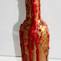 Dekoflasche DRACHENBLUT Upcycling bemalte Flasche Flaschenkunst mit Acrylfarben Dekoration Collage  Herbstdeko Bild 7