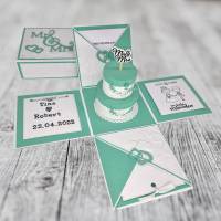 Explosionsbox, Geldgeschenk zur Hochzeit personalisiert mit Geheimfach Bild 1