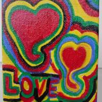 Minibild LOVE Acrylmalerei Keilrahmen Staffelei Geschenk zu Muttertag Valentinstag für Verliebte Bild 5