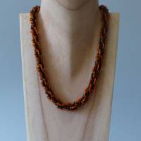Halskette, Häkelkette in orange schwarz,44 cm, Perlenkette aus Galsperlen gehäkelt, Rocailles, Häkelschmuck Bild 1