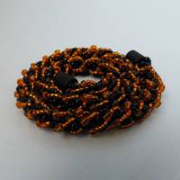 Halskette, Häkelkette in orange schwarz,44 cm, Perlenkette aus Galsperlen gehäkelt, Rocailles, Häkelschmuck Bild 2