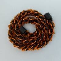 Halskette, Häkelkette in orange schwarz,44 cm, Perlenkette aus Galsperlen gehäkelt, Rocailles, Häkelschmuck Bild 3