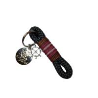 Schlüsselanhänger, anthrazit,fuchsia,rosa mit Leder von AlsterStruppi Bild 1