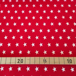Jersey Sterne rot - weiß - 14,00 EUR/m - Sternestoff - rot mit weißen Sternen Bild 1