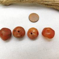 alte Karneol Steinperlen aus der Sahara - 4 Perlen in Doppelkegel-/Nuggetform Bild 4