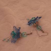 Ohrhänger in Blütenform in türkis und blau Bild 3