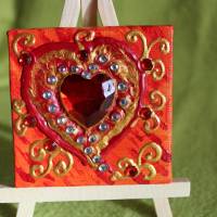 Minibild GLITZERHERZERL Acrylmalerei Keilrahmen Staffelei Geschenk zu Muttertag Valentinstag für Verliebte Bild 1