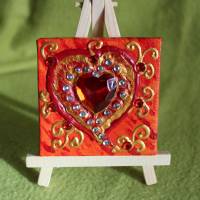 Minibild GLITZERHERZERL Acrylmalerei Keilrahmen Staffelei Geschenk zu Muttertag Valentinstag für Verliebte Bild 3