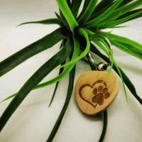 Herz-Schlüsselanhänger aus Holz mit Lasergravur, verschiedene Motive mit Text oder Grafik, personalisierbar Bild 7