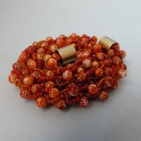 Halskette, Häkelkette orange, Länge 47 cm, Perlenkette aus Glasperlenmix gehäkelt, Rocailles, Häkelschmuck Bild 2