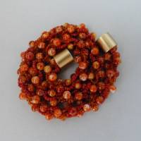 Halskette, Häkelkette orange, Länge 47 cm, Perlenkette aus Glasperlenmix gehäkelt, Rocailles, Häkelschmuck Bild 3