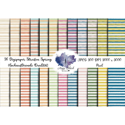 Streifen Spring 36 Digipaper + 4 Blumen 1 Biene und Sprüche, JPEG hochauflösende Qualität (300 DPI) Endlosmuster. 