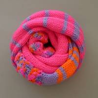 Mehrfach-Loop in pink lila orange, Schlauchschal, Strickschal für die kalte Tage, Stricken, Rundschal, Handgestrickt Bild 1