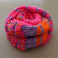 Mehrfach-Loop in pink lila orange, Schlauchschal, Strickschal für die kalte Tage, Stricken, Rundschal, Handgestrickt Bild 2