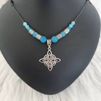 Halskette mit Anhänger im Kelten / Wikinger Look mit Türkis Perlen zum verstellen/ Unikatschmuck von Draht Elfe Bild 10