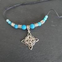 Halskette mit Anhänger im Kelten / Wikinger Look mit Türkis Perlen zum verstellen/ Unikatschmuck von Draht Elfe Bild 2