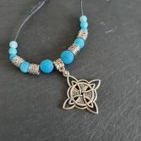 Halskette mit Anhänger im Kelten / Wikinger Look mit Türkis Perlen zum verstellen/ Unikatschmuck von Draht Elfe Bild 3