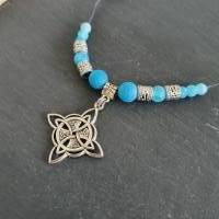 Halskette mit Anhänger im Kelten / Wikinger Look mit Türkis Perlen zum verstellen/ Unikatschmuck von Draht Elfe Bild 4