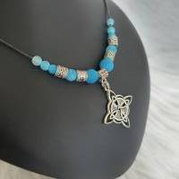 Halskette mit Anhänger im Kelten / Wikinger Look mit Türkis Perlen zum verstellen/ Unikatschmuck von Draht Elfe Bild 8