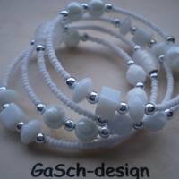 Armreifen * Spiralarmband * weiß silberfarben Bild 1