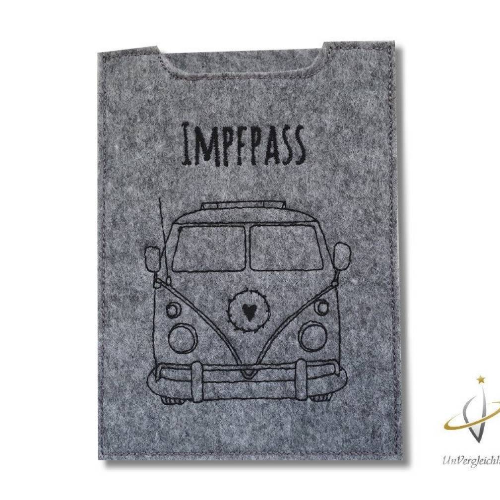 Impfpasshülle für Erwachsene und Kinder, Impfausweis, Impfpass, Impfbuch, Motiv: Bulli