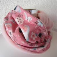 Kuscheliger Loopschal - Jersey und Fleece - rosa Rothkehlchen Bild 3