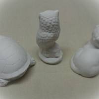 Schildkröte, Katze, Eule - 3 Figuren aus Stuckgips zum selber bemalen Bild 3