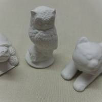 Schildkröte, Katze, Eule - 3 Figuren aus Stuckgips zum selber bemalen Bild 4