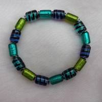 Armband *Urwald*  aus Zylinder-Glasperlen bordeaux grün blau Bild 1