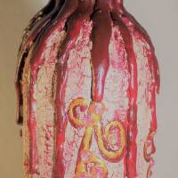 Dekoflasche ROSENBLUT Upcycling  Acrylmalerei auf einer Glasflasche Frauengeschenk zu Geburtstag Valentinstag Muttertag Bild 1