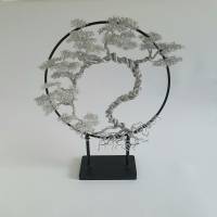Drahtbaum im Asia Look/ Baum aus Draht/ Lebensbaum in Silberton mit Metallring Ständer/ Handgemachtes Einzelstück Bild 2