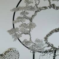Drahtbaum im Asia Look/ Baum aus Draht/ Lebensbaum in Silberton mit Metallring Ständer/ Handgemachtes Einzelstück Bild 9