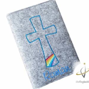 Gotteslobhülle Kreuz Regenbogen 2023 personalisierbar mit Namen + Datum Bild 1