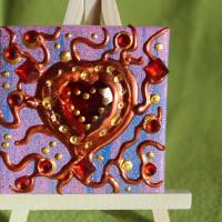 Minibild KUPFERHERZERL Malerei auf Keilrahmen mit Staffelei kleines Geschenk zu Muttertag Valentinstag für Verliebte Bild 1