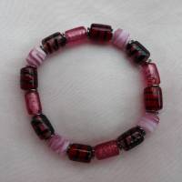 Armband *Rosè*  aus Zylinder-Glasperlen rosa rot Bild 1