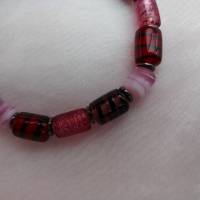 Armband *Rosè*  aus Zylinder-Glasperlen rosa rot Bild 2