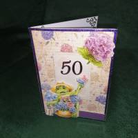 Geburtstagskarte zum 50. für eine Frau mit einem Froschmotiv Bild 1