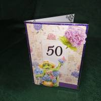 Geburtstagskarte zum 50. für eine Frau mit einem Froschmotiv Bild 2