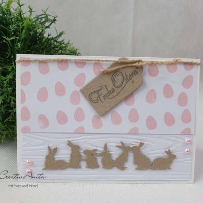 Osterkarte - Grußkarte Weiß-Rosa