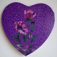 Acrylbild MOHNHERZ Gemälde Malerei herzförmiges Gemälde Geschenk zum Muttertag Valentinstag Kunst Acrylmalerei Herz Bild 1