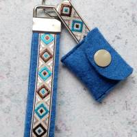 Filz Schlüsselanhänger / Taschenanhänger mit Chiptäschchen in Blau Bild 1