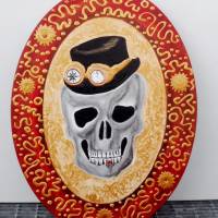 Acrylbild STEAMPUNK GRANDPA Acrylmalerei Totenkopf abstrakte Malerei Wanddekoration Kunst direkt vom Künstler Geschenk Bild 1