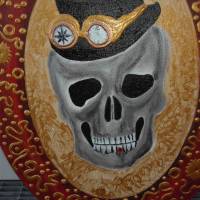 Acrylbild STEAMPUNK GRANDPA Acrylmalerei Totenkopf abstrakte Malerei Wanddekoration Kunst direkt vom Künstler Geschenk Bild 3