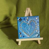 Minibild ZARTBLAUES HERZ  Acrylmalerei auf Keilrahmen mit Staffelei Geschenk zu Muttertag Valentinstag für Verliebte Bild 3