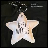 Deko-Weihnachtsstern "Best Wishes" - aus Vintage-Baumwollstoff 60er Jahre - von he-ART by helen Bild 2